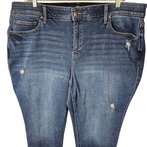 LulaRoe Magic Waist Denim Stretch Distressed Skinny Jeans Size 40 - Picture 2 of 8